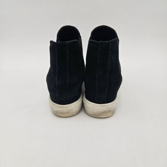 Steve Madden Suede Sultan Chelsea Wedge Sneakers 9 Leather‎ SULT02S1 Black White - Picture 4 of 10